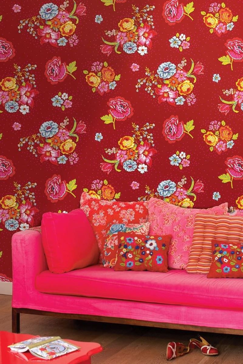 Pip Studio Bunch of Flowers Wallpower Red | Pip Studio the Official website