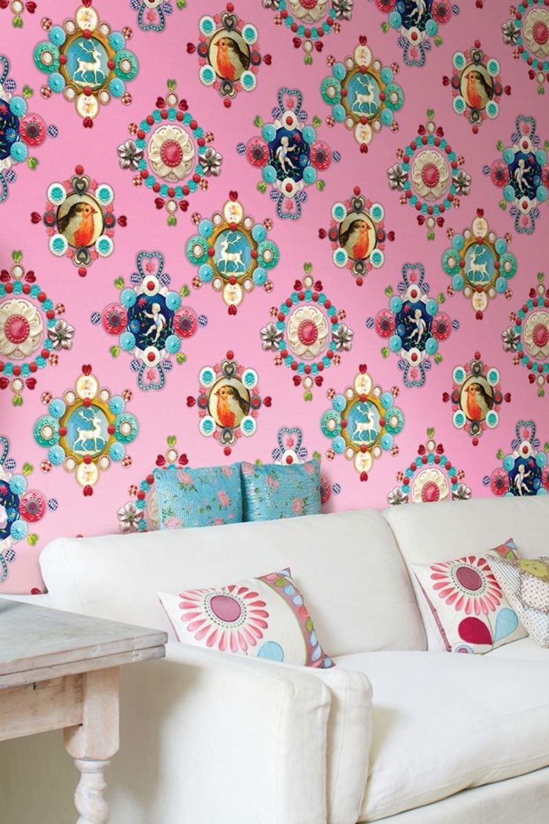 Pip Studio Ruby Robin wallpower pink