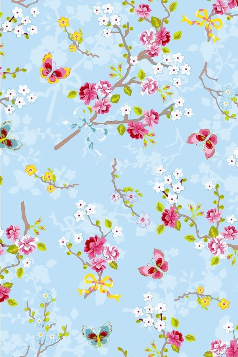 Chinese Rose wallpaper blue - Blauw