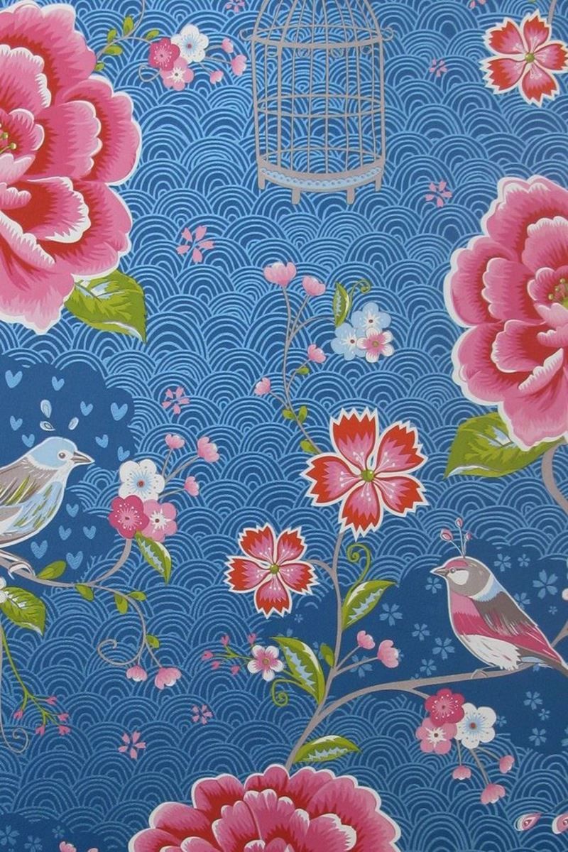 Pip Studio Birds in Paradise Vliestapete Dunkel Blau