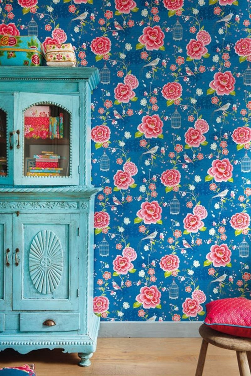 Pip Studio Birds in Paradise Vliestapete Dunkel Blau