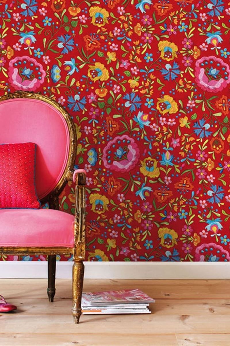 Pip Studio Embroidery Wallpower Red