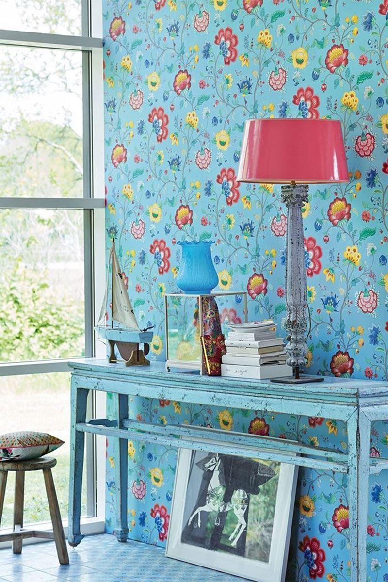 Pip Studio Floral Fantasy Vliestapete Hellblau