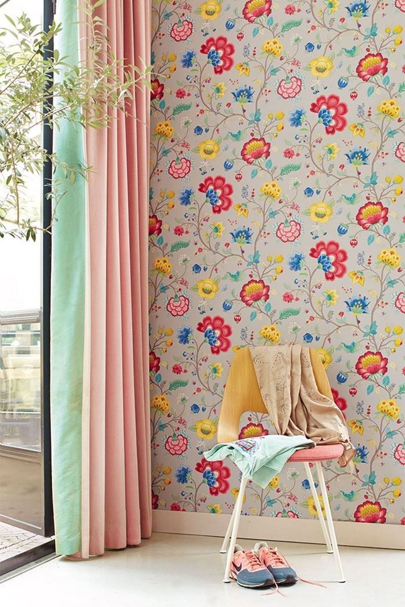 Pip Studio Floral Fantasy Non-Woven Wallpaper Light Taupe