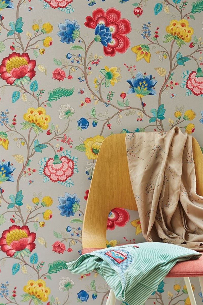 Pip Studio Floral Fantasy Non-Woven Wallpaper Light Taupe