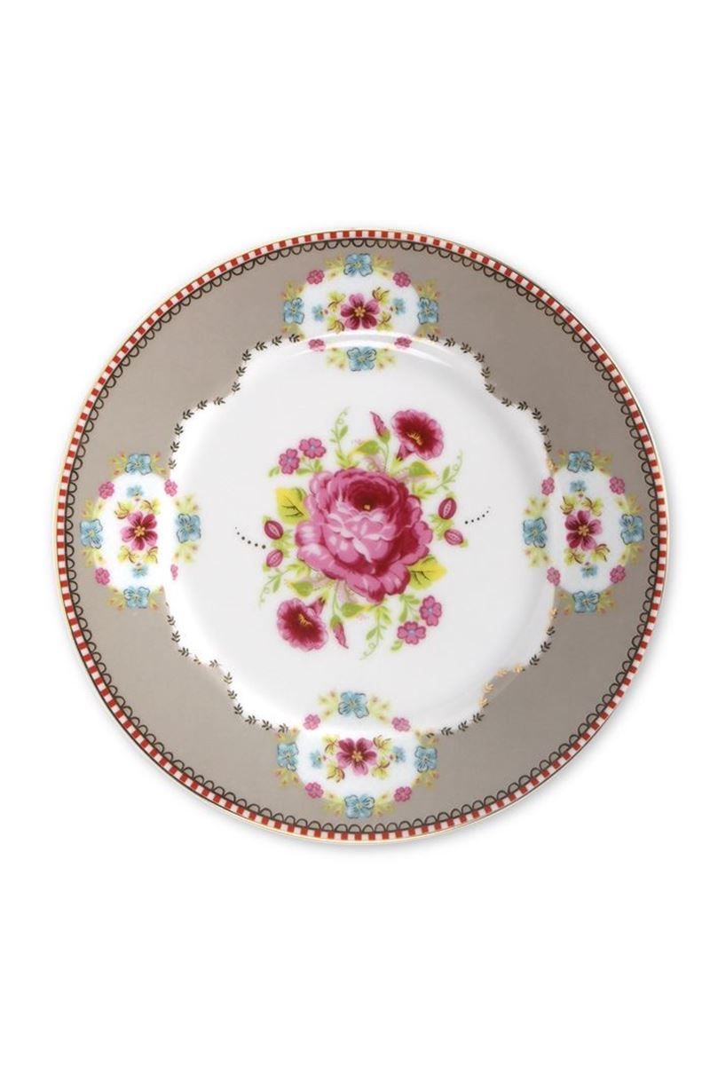 Floral Pastry Plate khaki 17 cm
