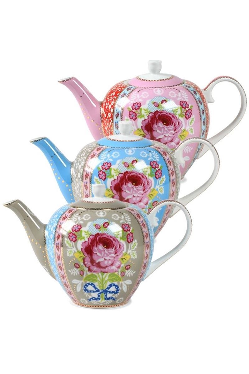 Floral theepot blauw