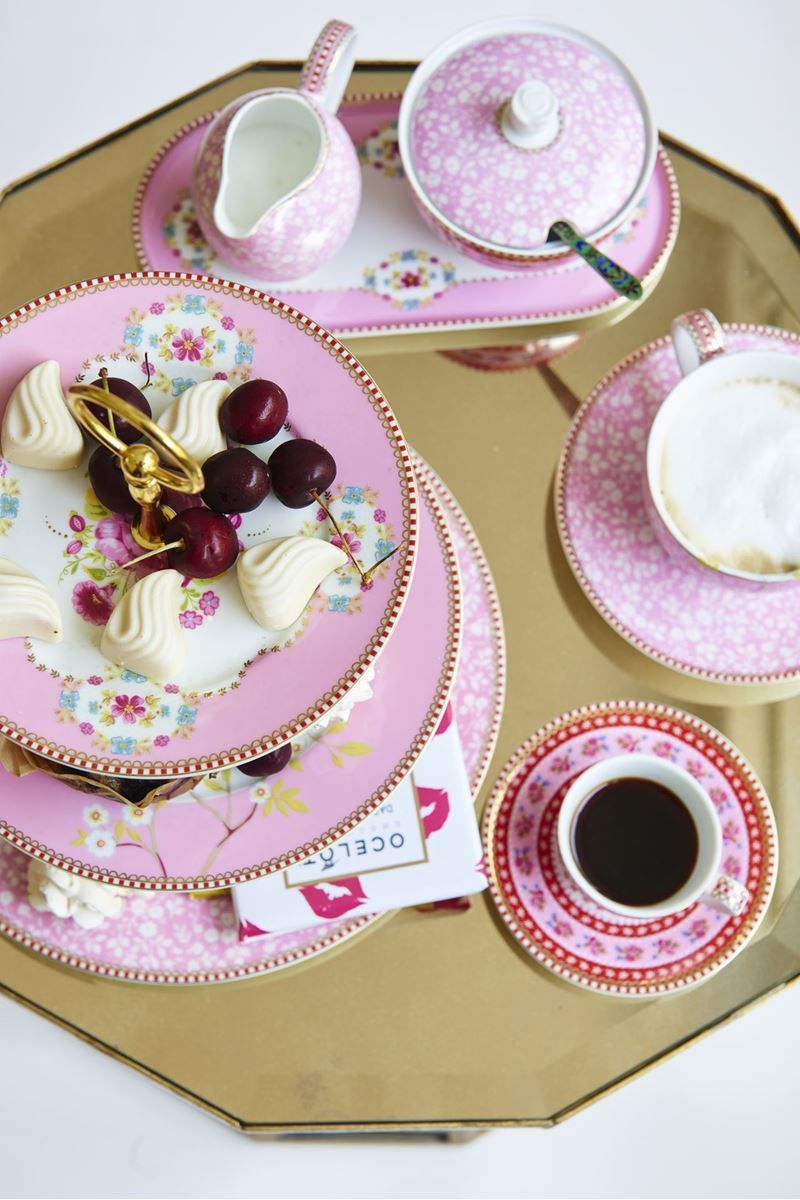 Floral Etagère 3 Laags Roze