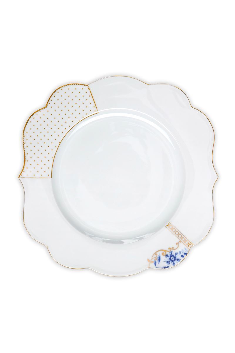 Royal White Dinner Plate Golden Dots 28 cm