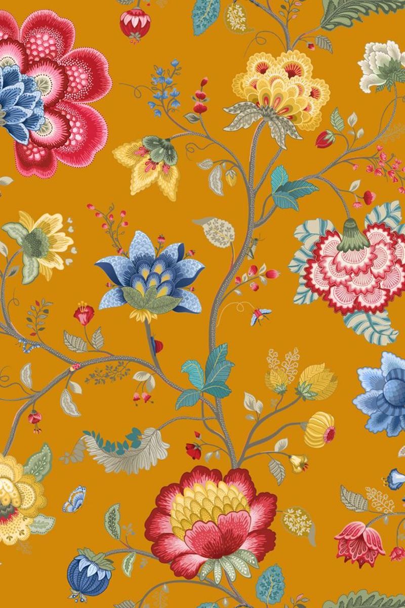 Pip Studio Floral Fantasy Non-Woven Wallpaper Yellow