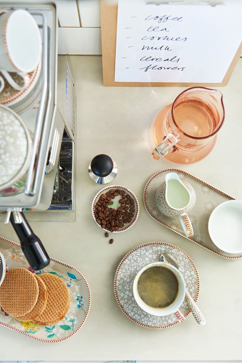 Floral Cappuccino Cup & Saucer Early Bird Khaki