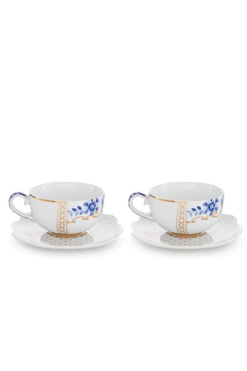 Royal White Set/2 Espresso Cups & Saucers 