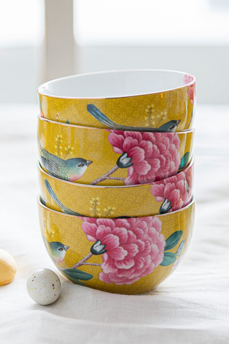 Blushing Birds Bowl Yellow 12 cm
