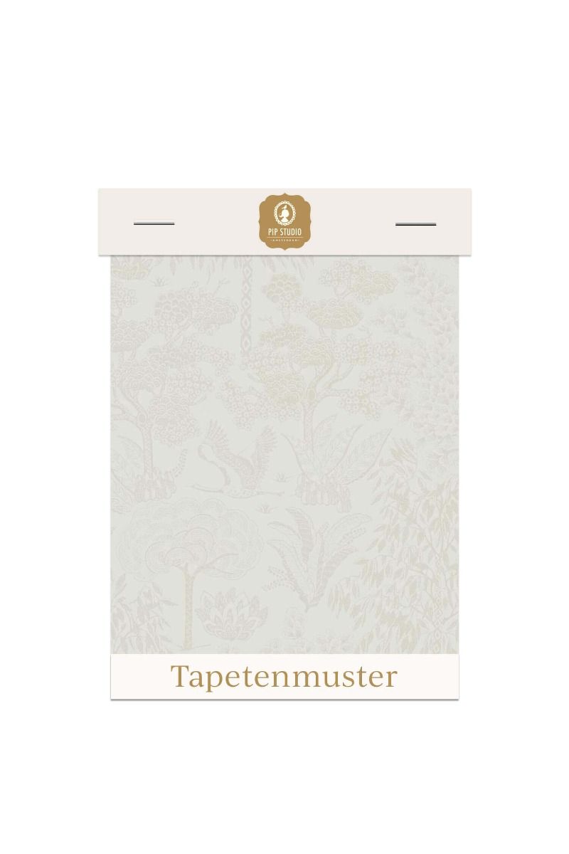 Tapetenmuster Origami Tree Gebrochen Weiss/Silber