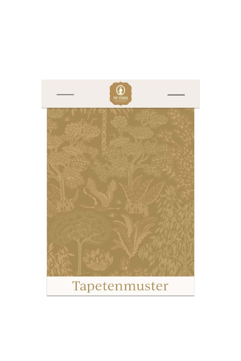 Tapetenmuster Origami Tree Ocker/Gold