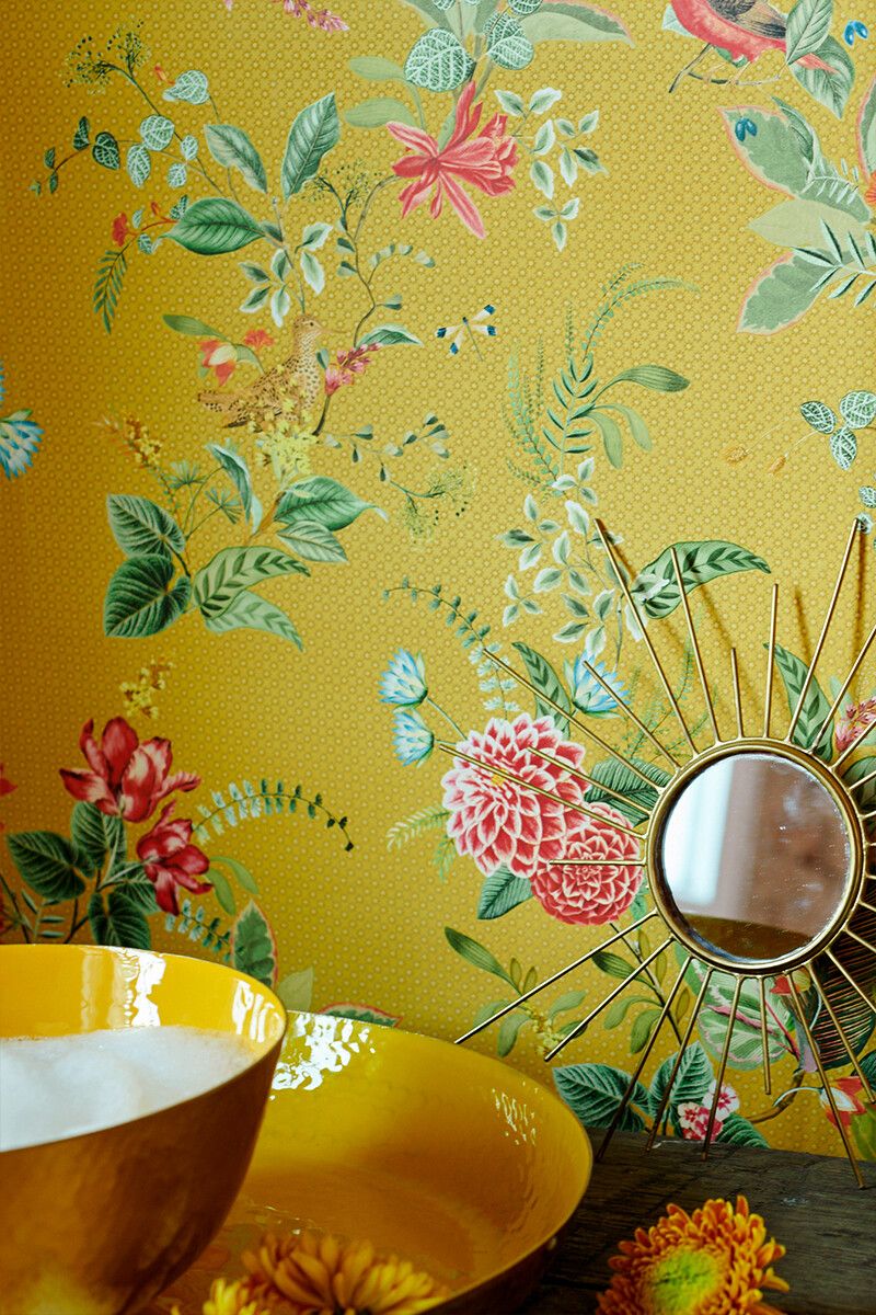 Pip Studio Floris Non-Woven Wallpaper Yellow