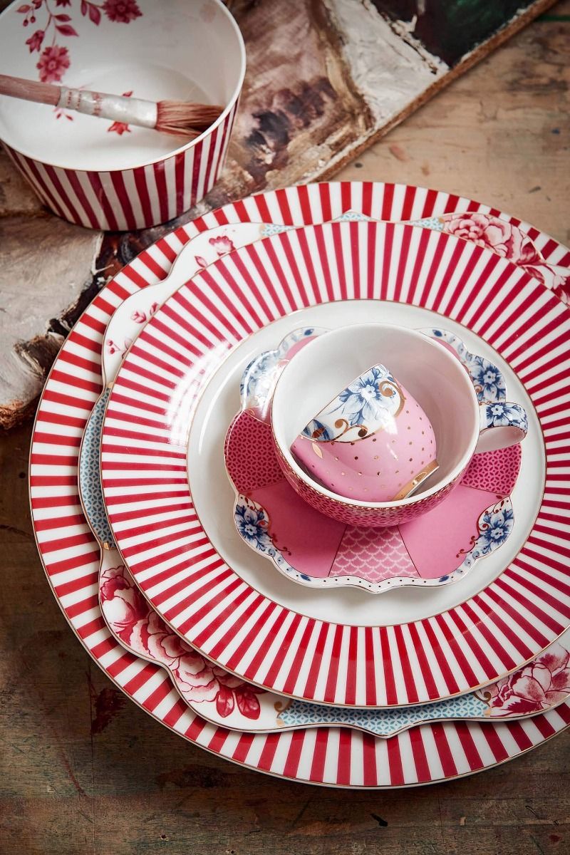 Royal Stripes Breakfast Plate Dark Pink 21cm