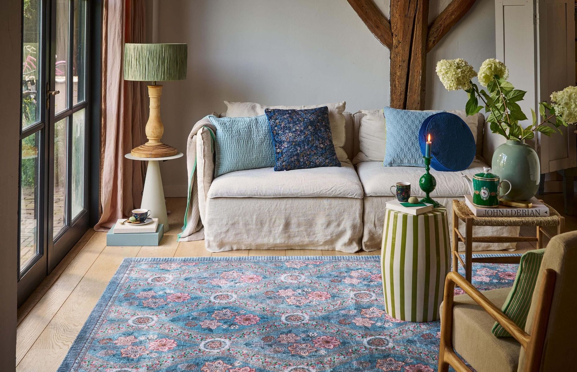 Sierkussen Rond Quiltey Days Donkerblauw