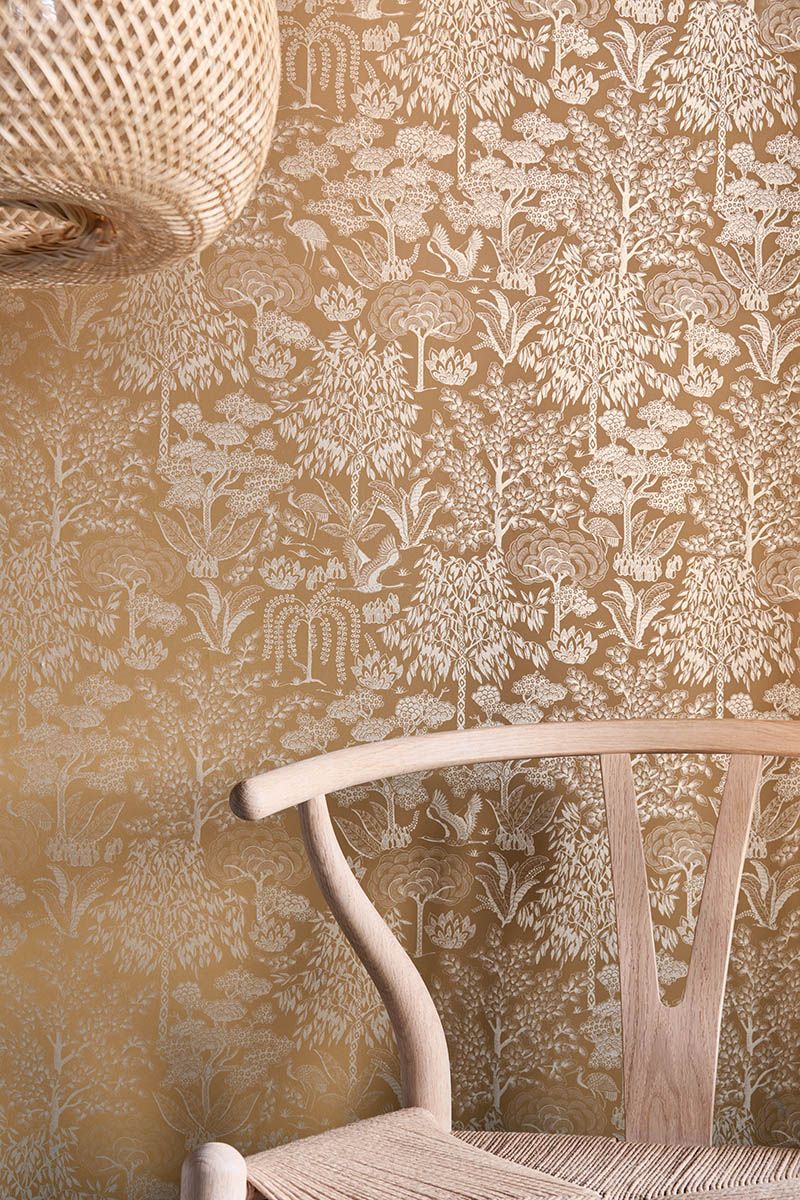 Pip Studio Origami Tree Non-Woven Wallpaper Ocher/Gold