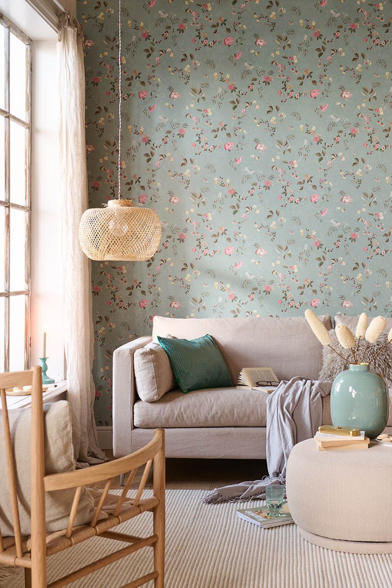 Pip Studio Tokyo Blossom Non-Woven Wallpaper Jade Green