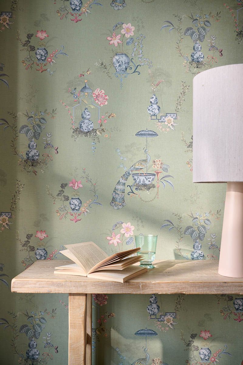 Pip Studio Chinese Porcelain Vinyl Wallpaper Light Green