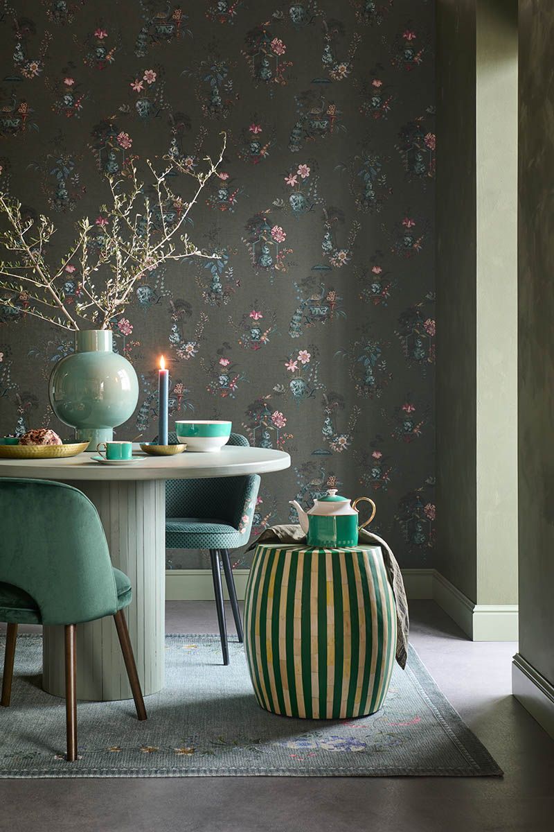 Pip Studio Chinese Porcelain Vinyl Wallpaper Dark Green