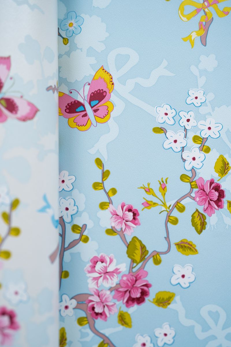 Pip Studio Chinese Rose Non-Woven Wallpaper Light Blue