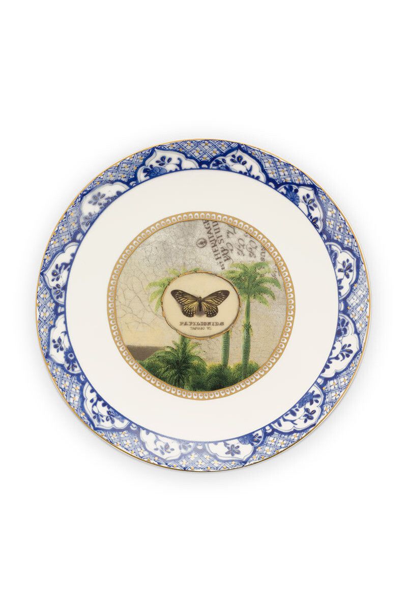 Heritage Gebaksbord Vlinder Blauw 15 cm
