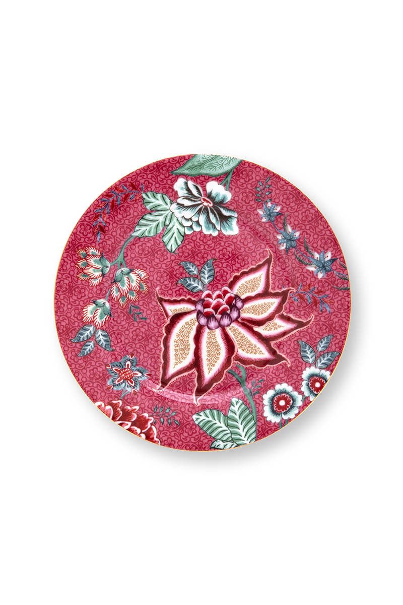 Flower Festival Set/4 Pastry Plates Dark Pink 17cm