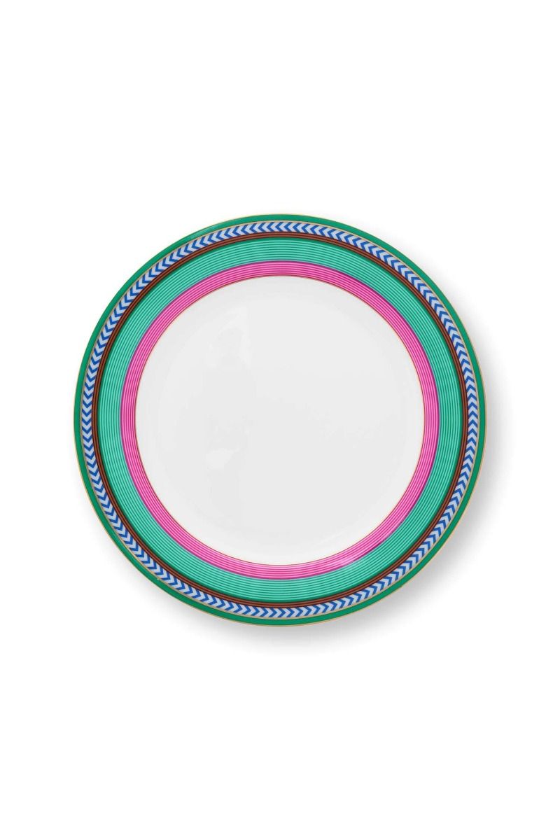 Pip Chique Stripes Breakfast Plate Pink/Green 23cm