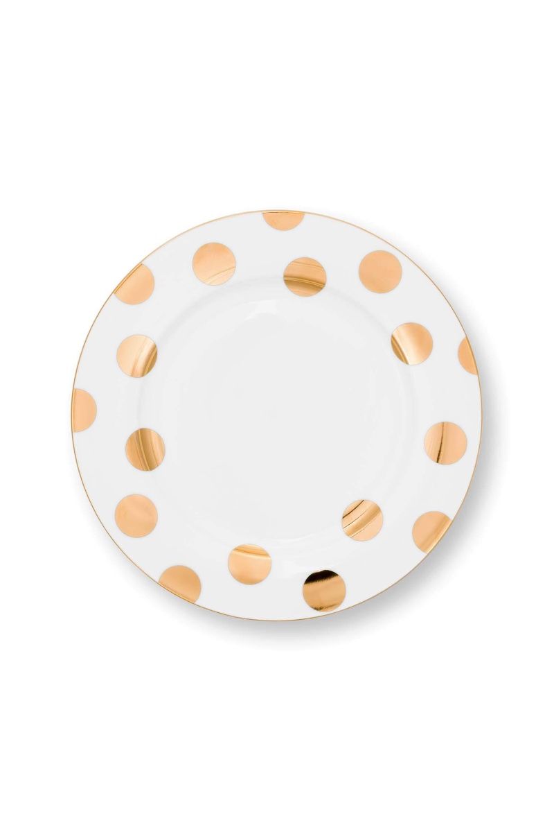 Set/2 Assiettes Dot Delight Blanc/Or 26.5cm