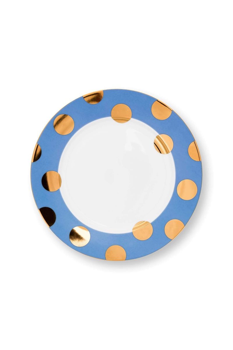 Set/2 Assiettes Dot Delight Bleu Clair/Or 23cm