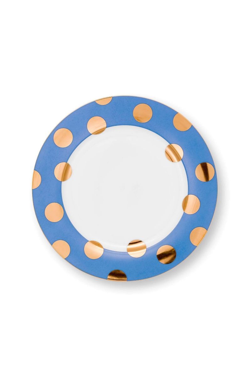 Set/2 Assiettes Dot Delight Bleu Clair/Or 26.5cm