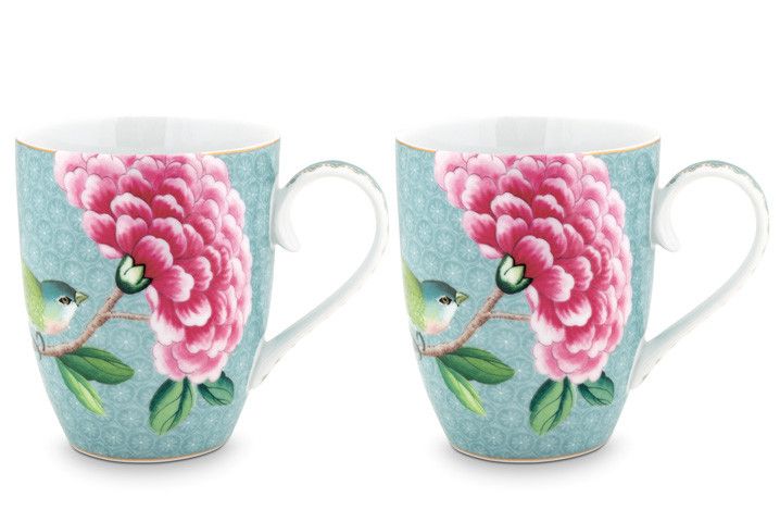 Blushing Birds Set/2 Mokken Blauw Groot