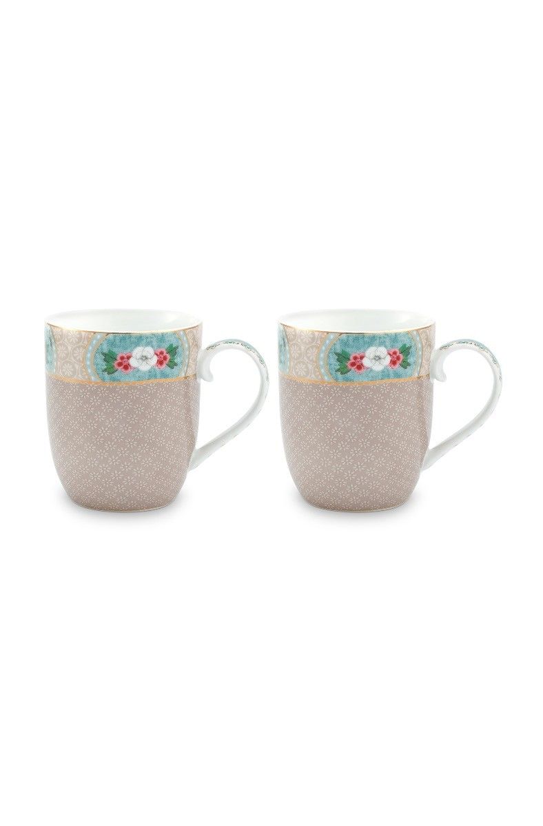 Blushing Birds Set of 2 Mugs Small Khaki