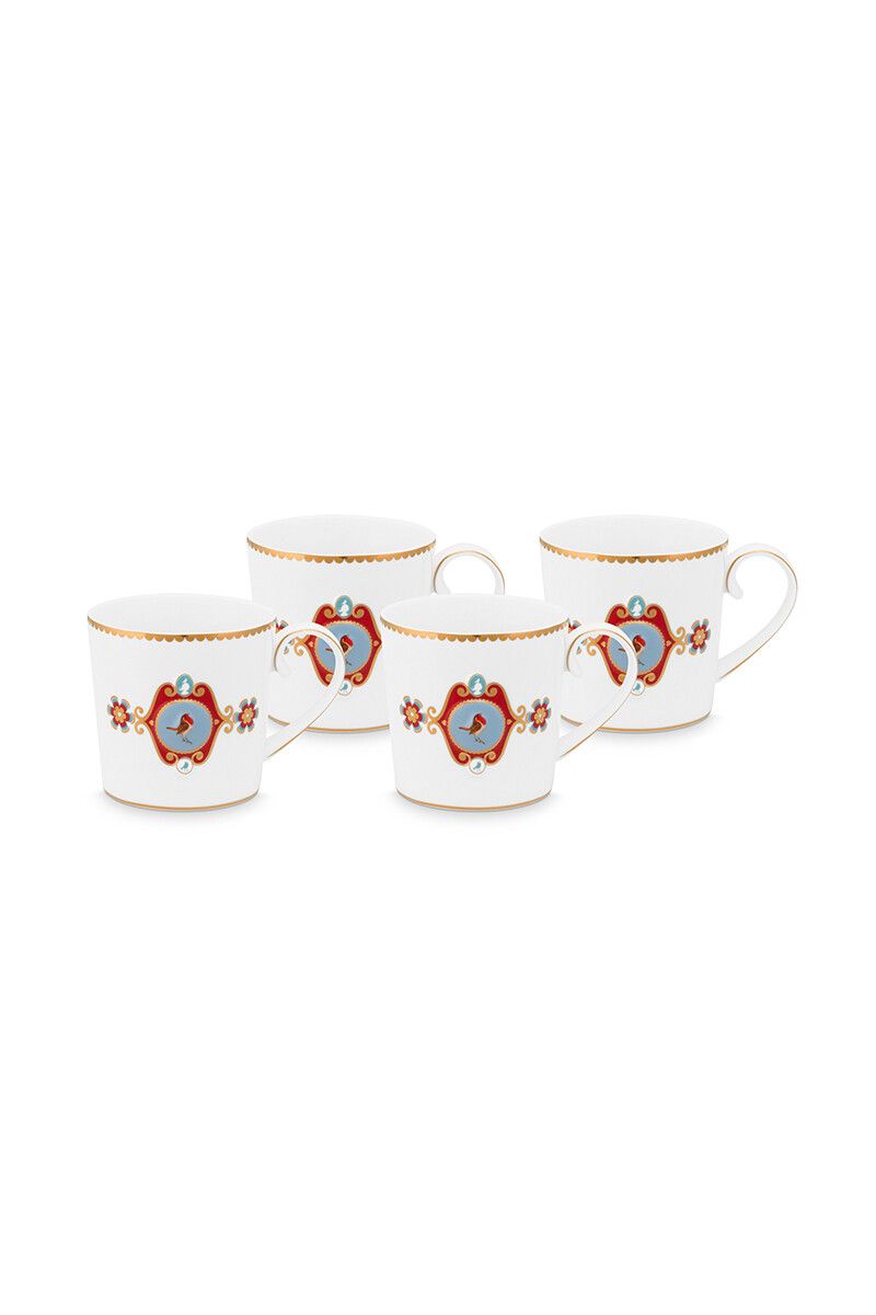 Love Birds Set/4 Mokken Klein Wit