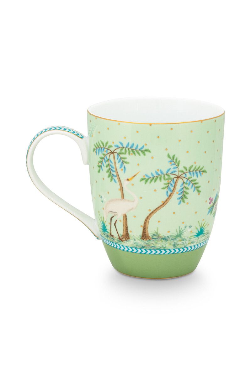 Jolie Tasse Gross Goldene Punkte Grün