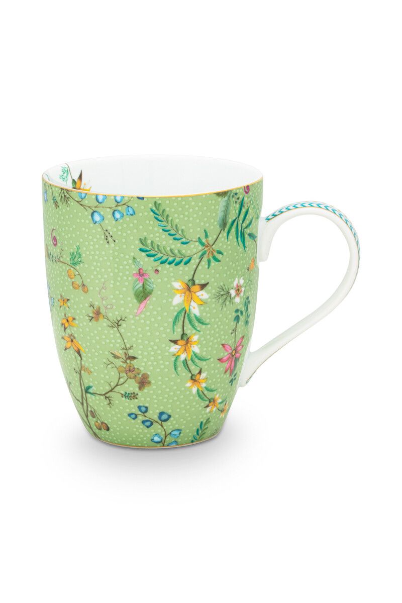 Jolie Tasse Gross Blumen Grün