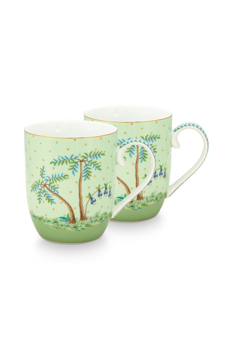 Lot de 2 Tasses de Petite Taille à Pois Dorés Jolie en Coloris Vert