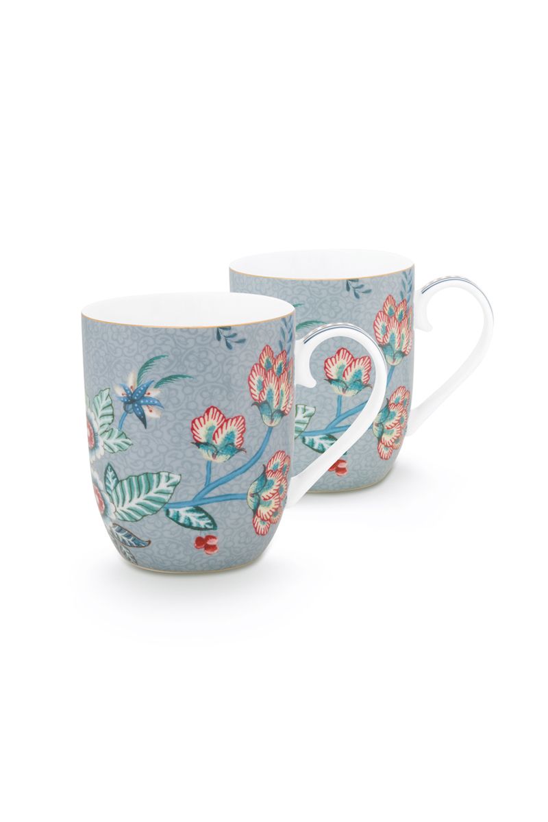 Flower Festival Set/2 Mugs Small Light Blue