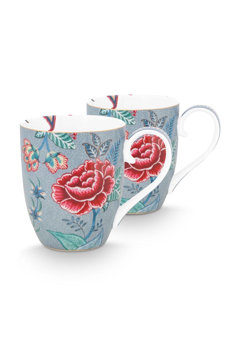 Flower Festival Set/2 Mugs XL Light Blue