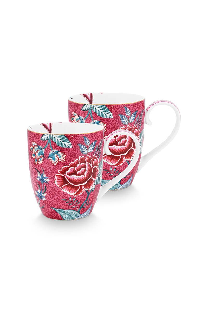 Lot de 2 Tasses XL Flower Festival Rose Foncé