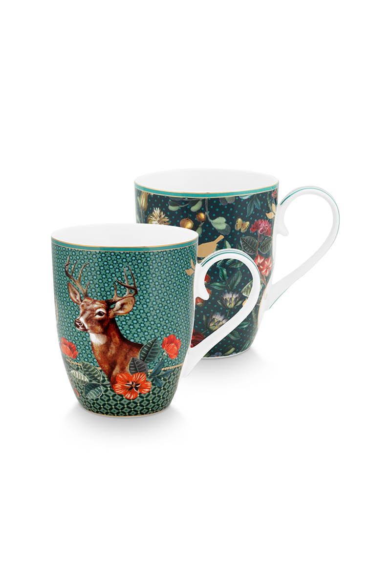 Winter Wonderland Set/2 Mugs Large Green