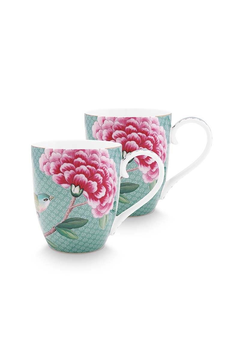 Blushing Birds Set/2 Tassen XL Blau