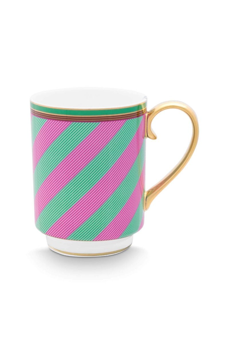 Pip Chique Stripes Tasse Gross Rosa/Grün 350ml