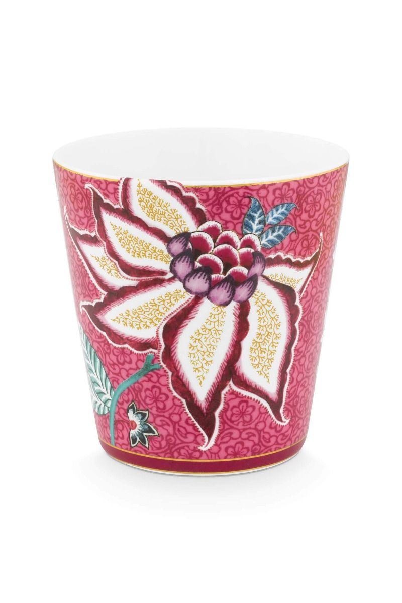 Oriental Flower Festival Set/4 Mugs Dark Pink