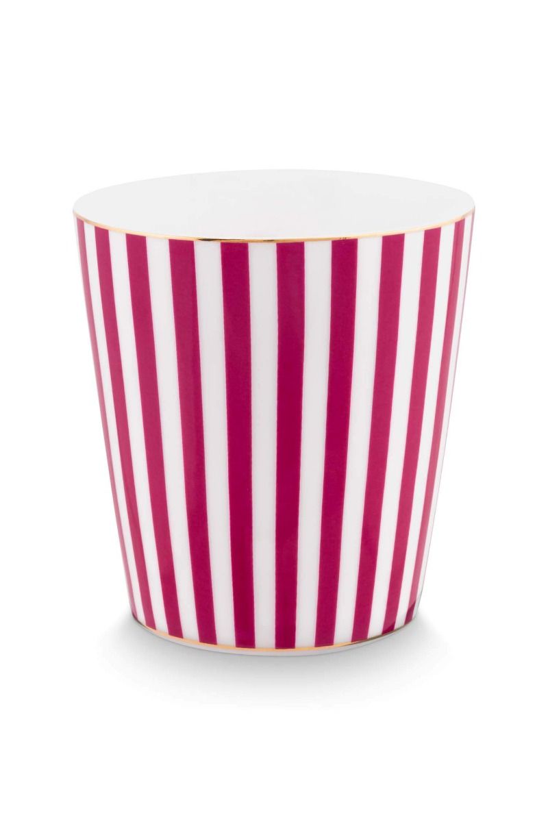 Royal Stripes Mug & Tea Tip Dark Pink