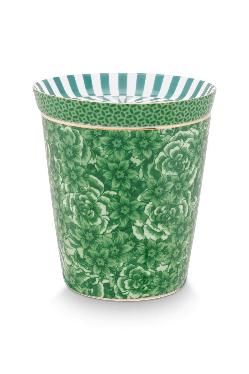 Royal Stripes Mug Flower & Tea Tip Green