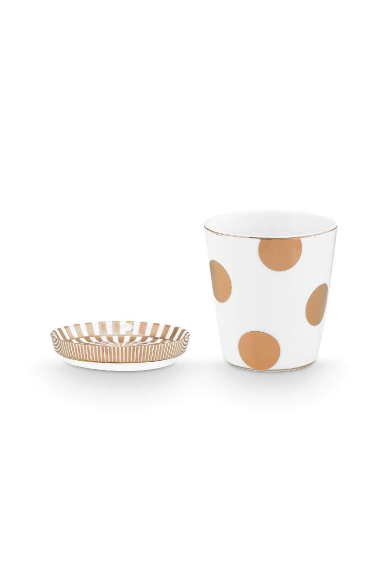 Tasse de Petite Taille & Conseil de Thé Dot Delight Blanc-Or