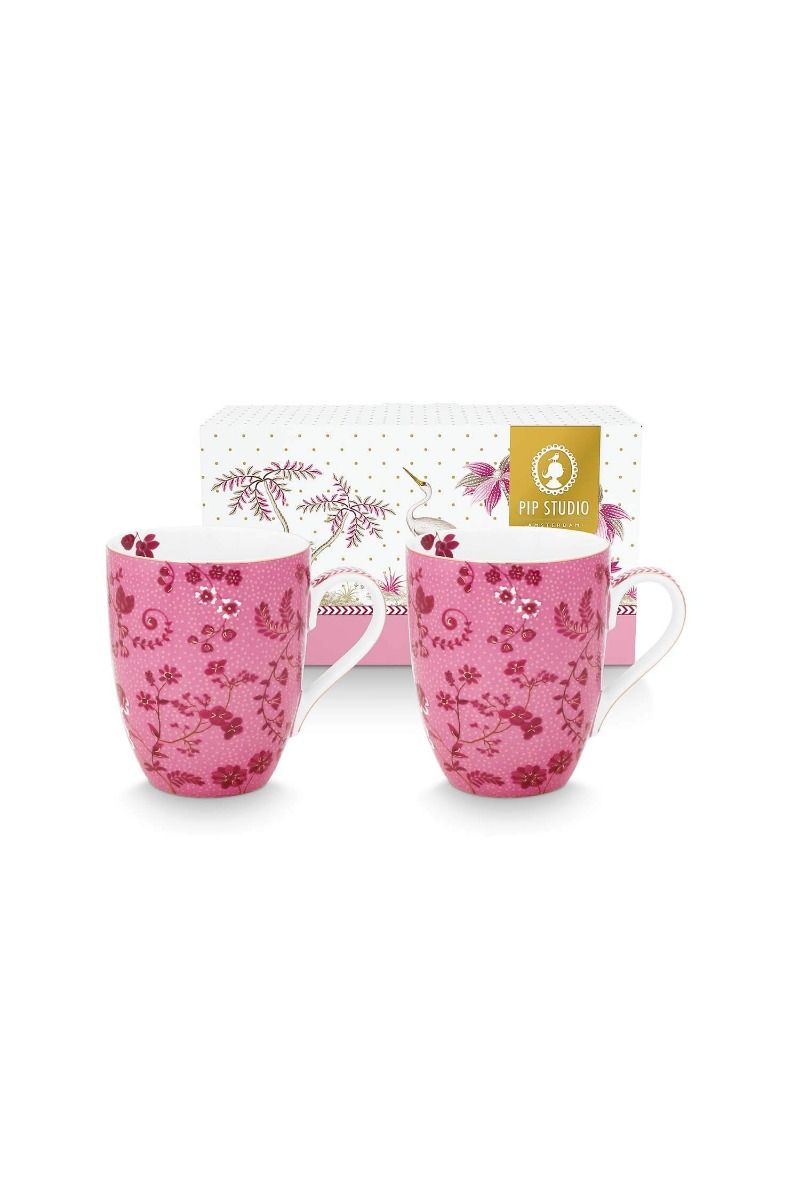Set/2 Tassen Gross Jolie Blumen Rosa